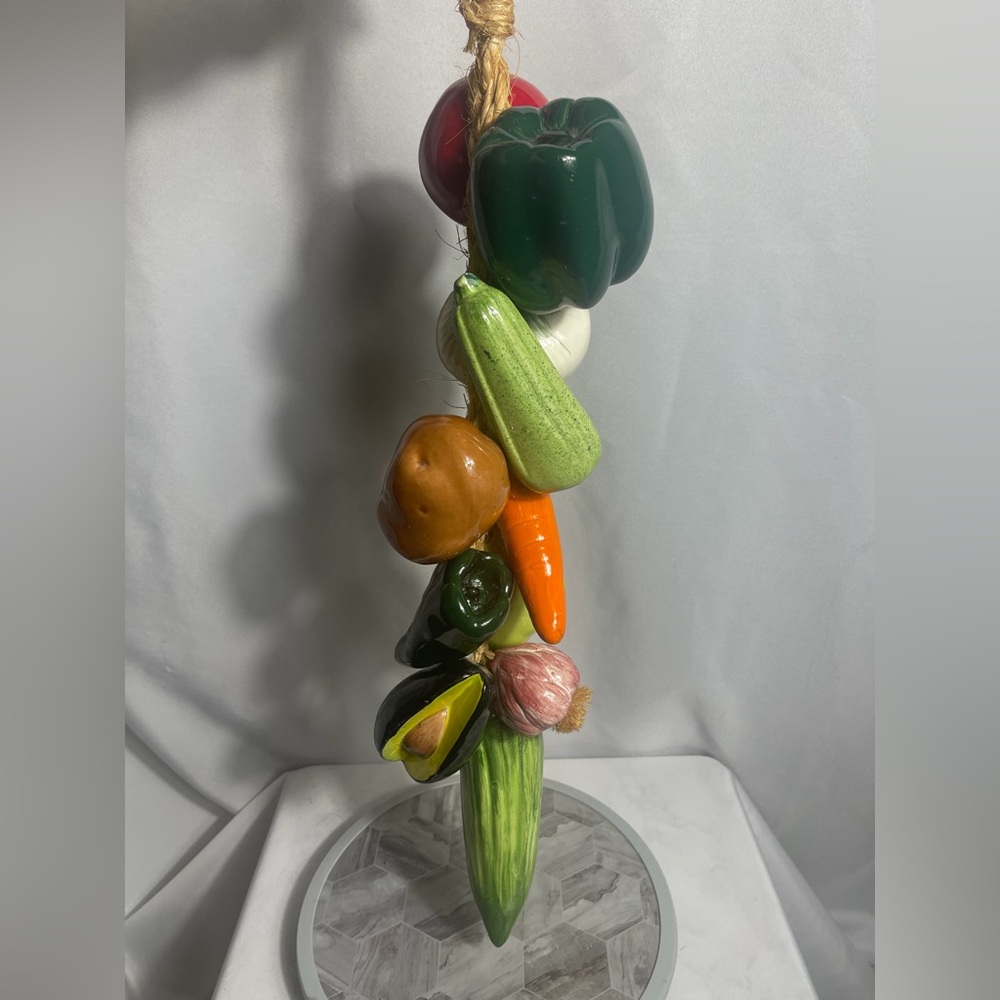 Ceramic Hanging Vegetable Garland Wall Decor 30” Farmhouse Kitchen